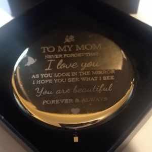 Mothers Love Gift, Portable Pocket Make-up Mirror With Message